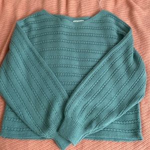 Mossy Green Crop Top Sweater by Full Circle Trends